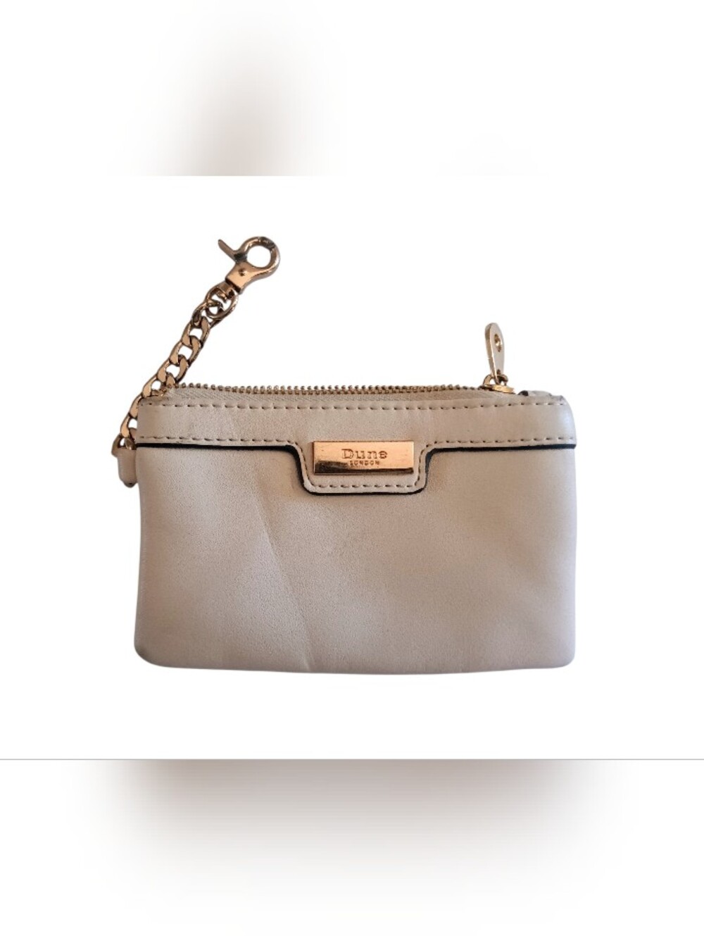 Dune London Cream Leather Coin/Key Pouch With Gold Hardware